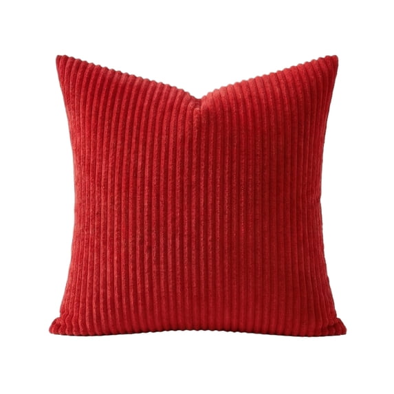 Boho Living Room Decor, Couch Pillows for Living Room, 18X18 In, Vertical Rib Corduroy, Solid Red, Decorative Pillows for Sofa, 1 Pc
