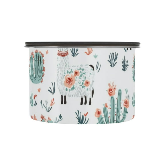 Boho Llama Cactus Airtight Coffee Bean Canister 17oz Food Storage Containers with Lids For Gournd, Tea, Sugar, Flour, Rice, Cereal, Candy Cookie Jar