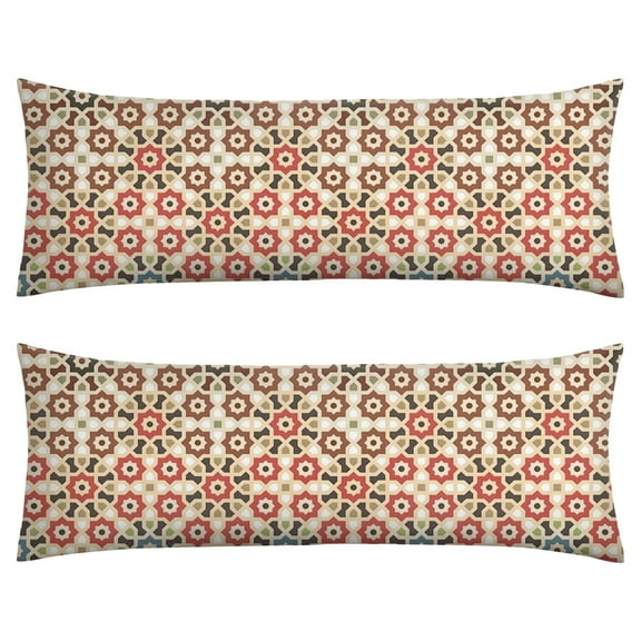Boho Long Body Pillow Cover – Soft & Breathable Ethnic Fabric, Hidden Zipper, 20"x54", Stylish Abstract Tribal Print – Gift for Side Sleepers, Pregnancy, Home Decor