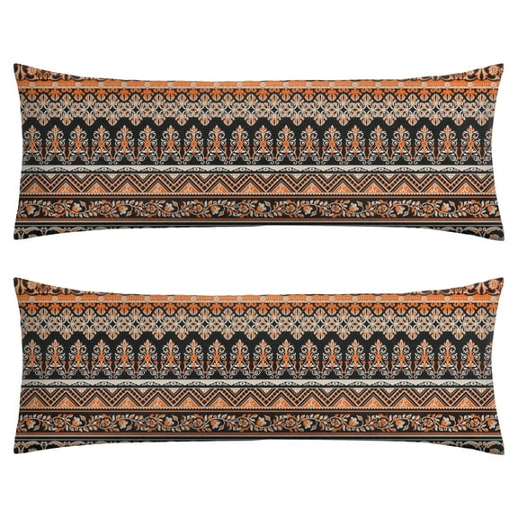 Boho Long Body Pillow Cover – Soft & Breathable Ethnic Fabric, Hidden Zipper, 20"x54", Stylish Abstract Tribal Print – Gift for Side Sleepers, Pregnancy, Home Decor