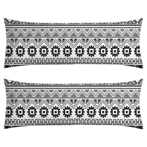 Boho Long Body Pillow Cover – Soft & Breathable Ethnic Fabric, Hidden Zipper, 20"x54", Stylish Abstract Tribal Print – Gift for Side Sleepers, Pregnancy, Home Decor