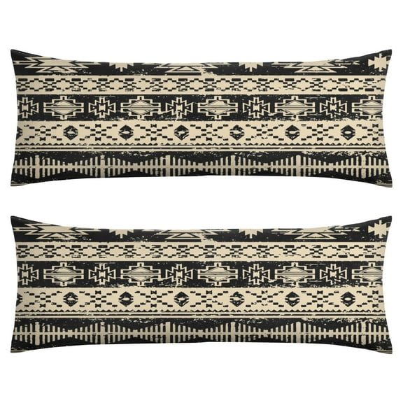 Boho Long Body Pillow Cover – Soft & Breathable Ethnic Fabric, Hidden Zipper, 20"x54", Stylish Abstract Tribal Print – Gift for Side Sleepers, Pregnancy, Home Decor