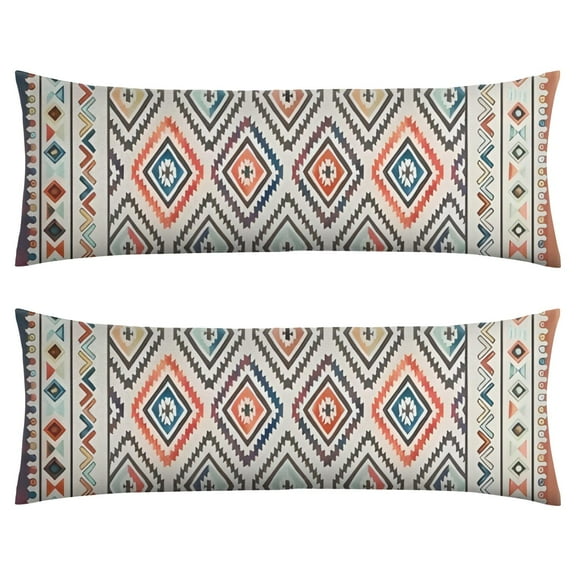 Boho Long Body Pillow Cover – Soft & Breathable Ethnic Fabric, Hidden Zipper, 20"x54", Stylish Abstract Tribal Print – Gift for Side Sleepers, Pregnancy, Home Decor