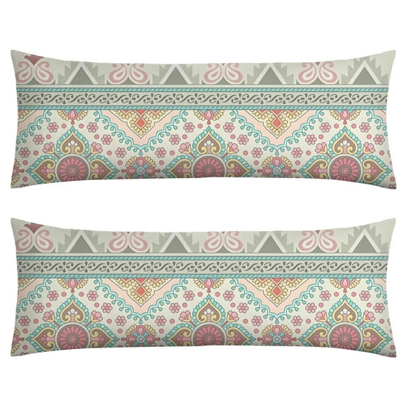 Boho Long Body Pillow Cover – Soft & Breathable Ethnic Fabric, Hidden Zipper, 20"x54", Stylish Abstract Tribal Print – Gift for Side Sleepers, Pregnancy, Home Decor