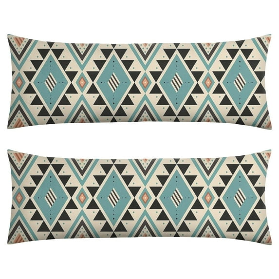 Boho Long Body Pillow Cover – Soft & Breathable Ethnic Fabric, Hidden Zipper, 20"x54", Stylish Abstract Tribal Print – Gift for Side Sleepers, Pregnancy, Home Decor