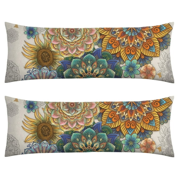 Boho Long Body Pillow Cover – Soft & Breathable Ethnic Fabric, Hidden Zipper, 20"x54", Stylish Abstract Tribal Print – Gift for Side Sleepers, Pregnancy, Home Decor