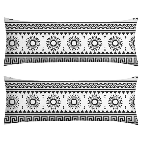 Boho Long Body Pillow Cover – Soft & Breathable Ethnic Fabric, Hidden Zipper, 20"x54", Stylish Abstract Tribal Print – Gift for Side Sleepers, Pregnancy, Home Decor