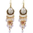 thumbnail image 1 of Boho Long Teardrop Beaded Tassel Dangle Earrings for Women Gold-Toned Bohemian Crystal Beads Fringe Dangling Drop Statement Earrings Enamel Flower Link Piercing Fish Hook Native Tribal Ethnic Jewelry, 1 of 12