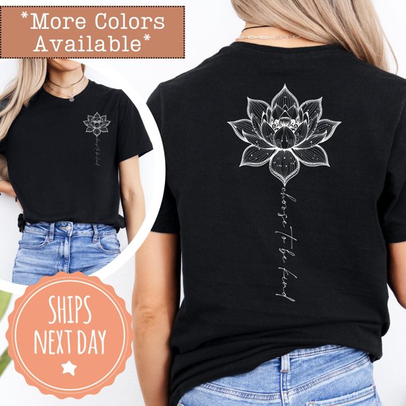 Boho Lotus Mandala Shirt Choose To Be Kind Tshirt Cute Flower Mandala Graphic Tee Yoga Gif