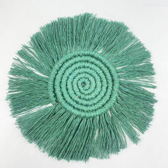 Boho Macrame Green Woven Macrame Coasters 4 Count