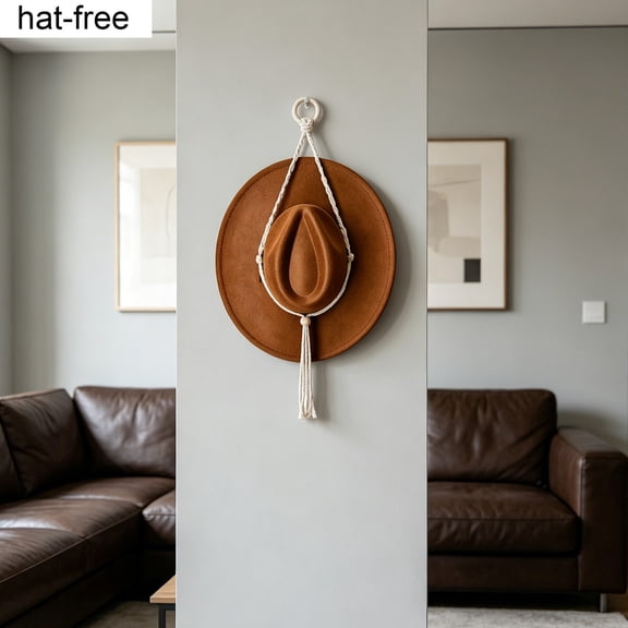 Boho Macrame Hat Rack, Wall-Mounted Cotton Rope Organizer for Cowboy, Fedora, Sun Hats, Stylish Hat Storage with Tassels, Decorative Hat Hanger for Home, Entryway, and Bedroom