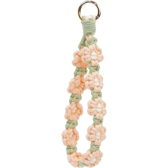 Boho Macrame Keychain Wristlet Keychain Weave Exquisite Keyring Holder Bracelet Handmade Wrist Lanyard for Women
