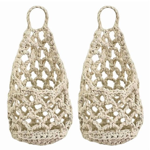 Boho Macrame Plant HangerBasket for Succulents Cotton Rope Woven Hanging Basket with Net Pouch Home Decoration Organizer