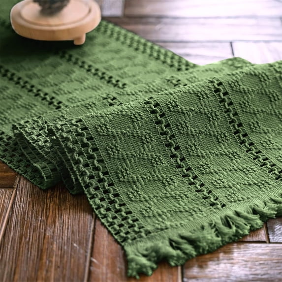 Boho Macrame Table Runner with Tassels, Handwoven Cotton Rustic ...
