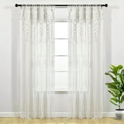 Lush Decor Boho Macrame Textured Cotton Window Curtain/Room Divider/Doorway/Wall Decor Single White 40X63