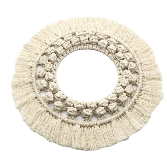 Boho Macrame Wall Hanging Round Tapestry decor for Hand-Woven handwerkliches Dekor Gifts Mirror Outer Rings for Door Apartment Nursery Party C
