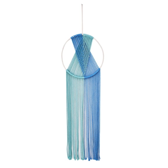 Boho Macrame Wall Hanging, Woven Tassel Tapestry Macrame Wall Hanging Decor For Apartment Living Room 29.52 Inch Blue