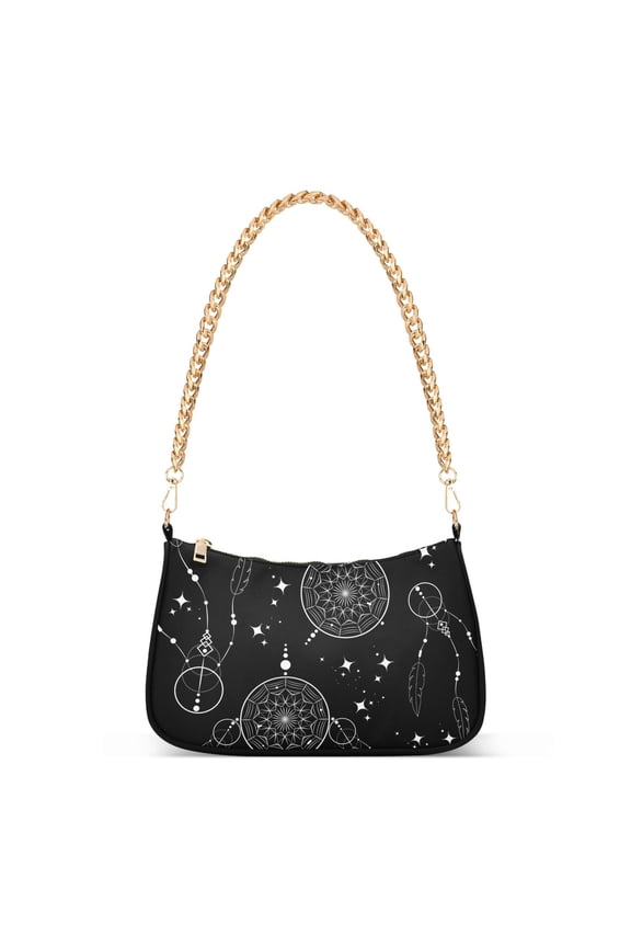 Boho Magic Star Dreamcatcher Womens Chain Shoulder Bag Tote Handbag Clutch Hobo Purse with Zipper for Travel Casual