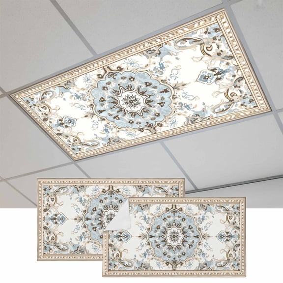 Boho Magnetic Fluorescent Light Covers for Ceiling Lights 2x4Ft, Ethnic Aztec Southwest Neutral Aesthetic Motifs Office Classroom Kitchen Drop Ceiling Light Covers Lighting Filters Shade Panel 2Packs