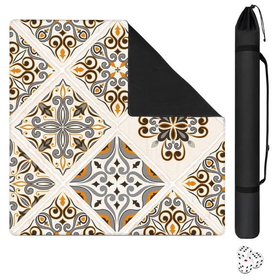 Boho Mahjong Mat for Table, 31.5*31.5in Anti Slip American Mahjong Table Cloth, Noise Reduction, Neoprene Mah jongg Mat with Carrying Bag & 3 Dices, Mahjong Accessories Gift for Board Tile Games Mats