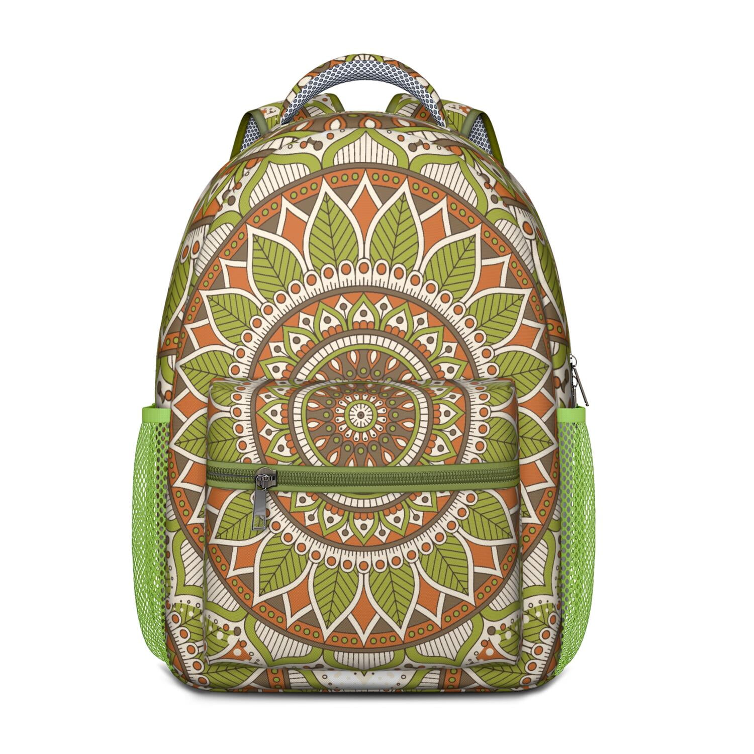 Boho Mandala Backpack for Kids, Decorative Floral Fusion of Folk and ...
