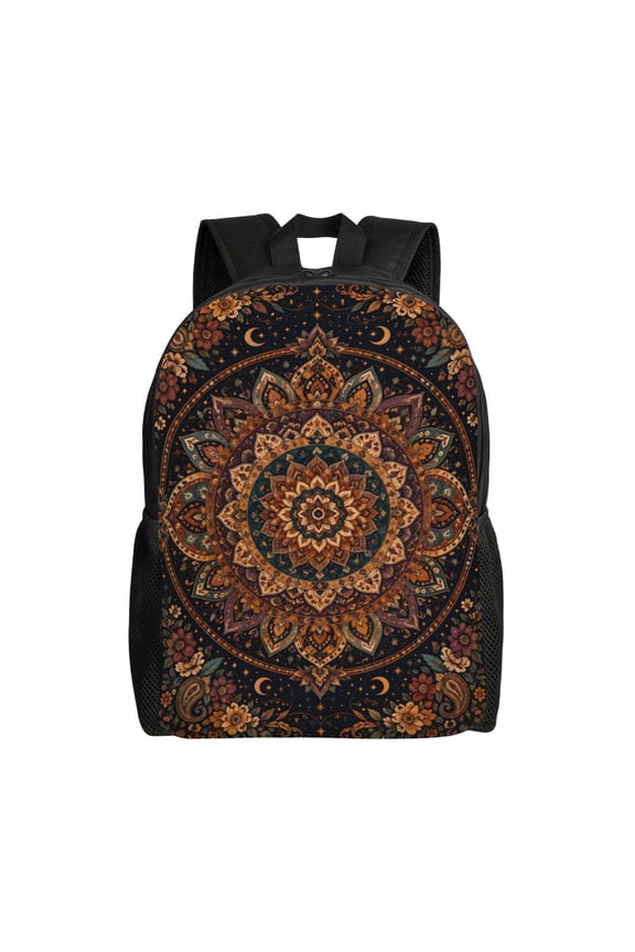 Boho Mandala Celestial Backpack Full Front Print Travel Laptop Bag for Men and Women