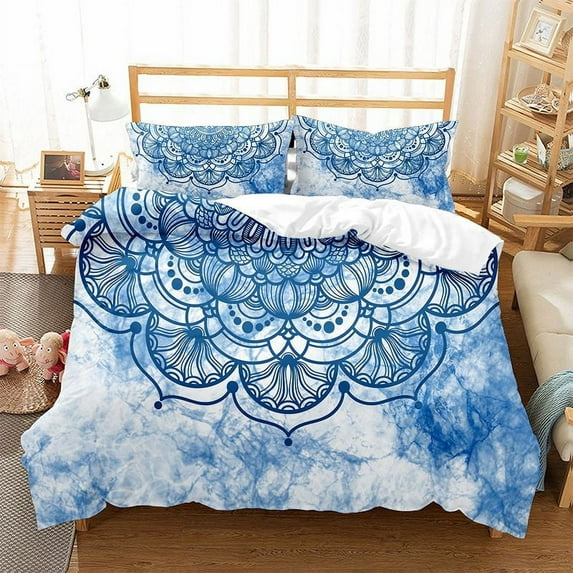 Boho Mandala Duvet Cover Set King Chic Colorful Rustic Mandala Galaxy Polyester Bedding Set for Women 1/2 Pillowcase