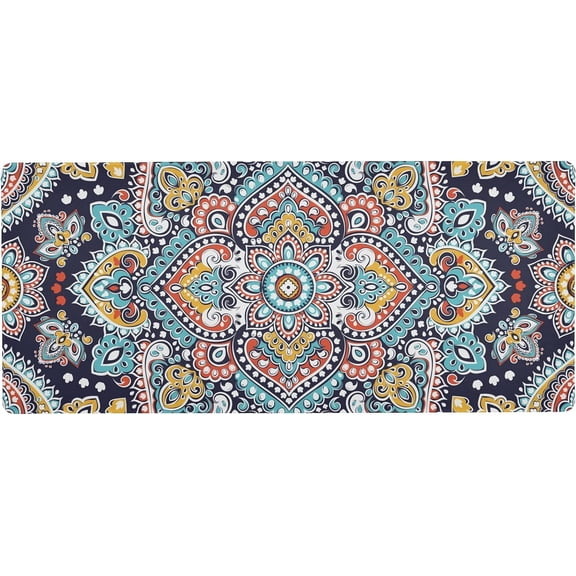 Boho Mandala Ethnic Floral Large Gaming Mouse Pad Big Mousepad Mice Keyboard Mat with Non-Slip Rubber Base for Computer Laptop Home & Office, 35.4 X 15.7 inch