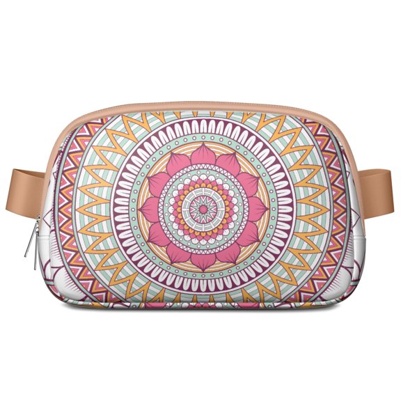 Boho Mandala Fanny Pack – Ethnic Waist Bag with Tribal Geometric Pattern, Vintage Floral Style for Spiritual & Cultural Vibes