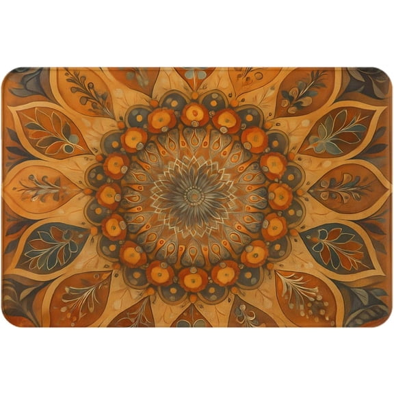 Boho Mandala Floral Non-Slip Mat Indoor Outdoor Floor Doormat Washable 16x24in