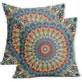 thumbnail image 1 of Boho Mandala Floral Pillow Covers 20X20 Inch Set of 2 Navy Blue Orange Abstract Flower Decorative Pillow Cases Colorful Retro Ethnic Cotton Linen Cushion Case Home Decor for Sofa Couch Porch Outdoor, 1 of 6