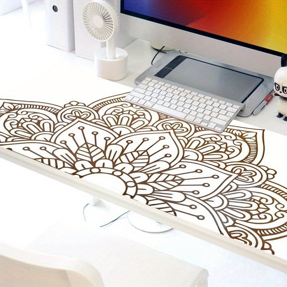 Boho Mandala Flower Mouse Pad - Vibrant Floral Design, Non-Slip Rubber Base, Soft & Comfortable Desk Mat for Precision & Ergonomic Use, 31.5"x11.8 Inch, Ideal for Gamers, Designers & Office Decor