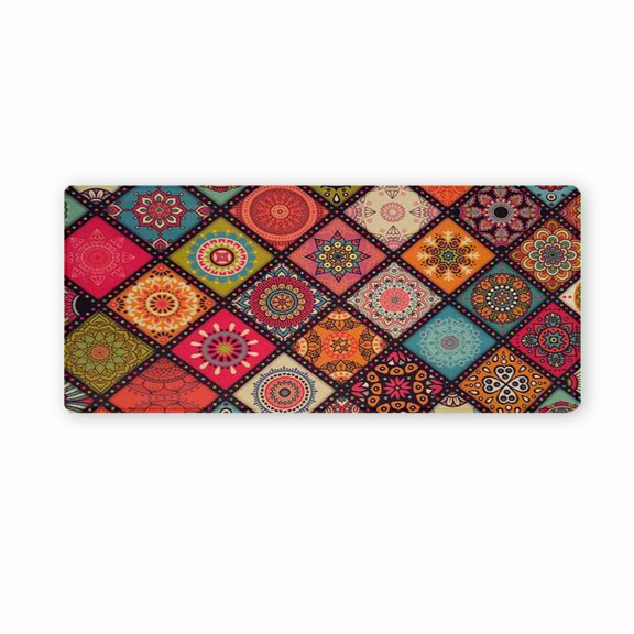 Boho Mandala Pattern Mouse Pad 35.4 x 15.8 Inches Rubber Desk Mat for Office Home Gaming