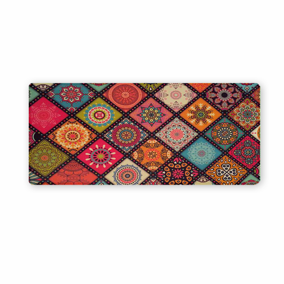 Boho Mandala Pattern Mouse Pad 35.4 x 15.8 Inches Rubber Desk Mat for Office Home Gaming