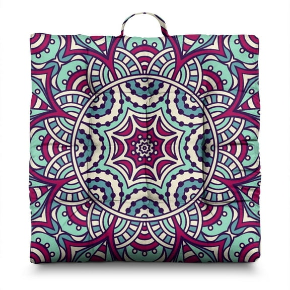 Boho Mandala Pillow&nbsp;– Large 22 Inch Square Cushion, Geometric Mandala Design, Soft for Yoga & Zen Seating