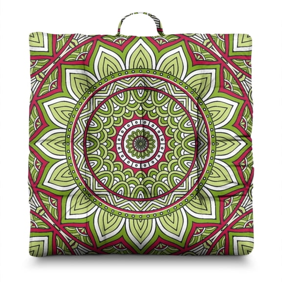 Boho Mandala Pillow – Large 22 Inch Square Cushion, Geometric Mandala Design, Soft for Yoga & Zen Seating
