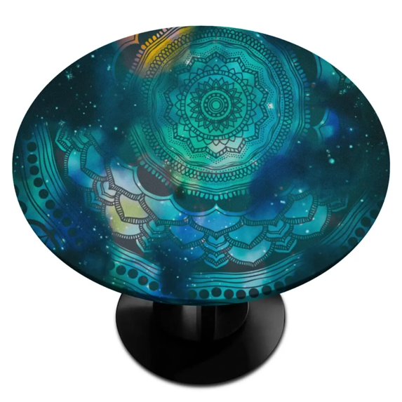 Boho Mandala Round Fitted Tablecloth Elastic Table Cover Waterproof Dining Table Cover for Indoor Outdoor Decor Table Cloth