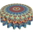 thumbnail image 1 of Boho Mandala Tablecloth Round 60 Inch,Rustic Colorful Bohemian Polyester Circle Table Cloth,Wrinkle Stain Resistant Washable Table Cover for Kitchen Dining Room Holiday Party Picnic Patio, 1 of 6
