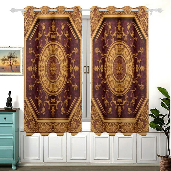 Boho Mandala Vintage Curtains Black Out Curtains for Sliding Glass Doors Bedroom Living Room Bathroom 2 Panels Set