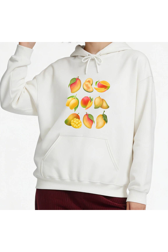 Boho Mango Design Graphic Hoodie Dress Womans Print White/Black Size S-2XL Casual Hangout Relaxed Fit Tops