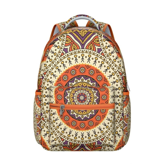 Boho Mantra Artistic Backpack - Fashionable & Roomy School Backpack for Work & Study, Waterproof Backpack with Side Mesh Pockets, Perfect Gift for Students