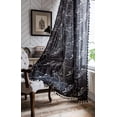 thumbnail image 1 of Boho Marble Window Curtain Panel with Tassels Striped Marble Print Country Style Cotton Linen Room Darkening Curtain Panel for Bedroom Living Room Rod Pocket Top, 1 of 7