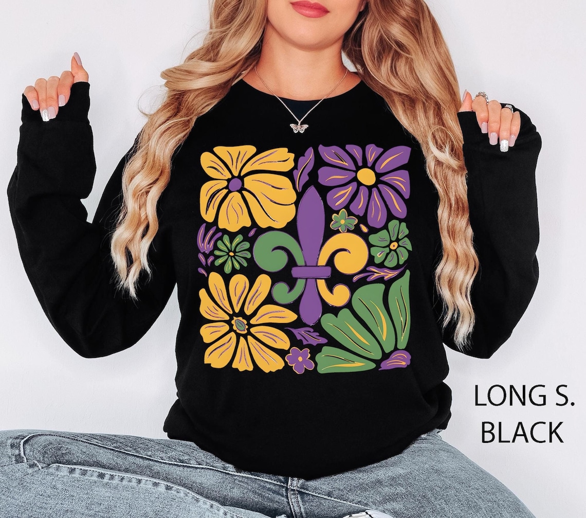 BiBi Queen Of Mardi Glitter Print Mardi Gras Sweatshirt main image 0