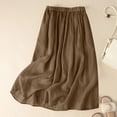 thumbnail image 1 of Boho Maxi Skirt Elastic High Waist Women's Fashion Solid Color Leisure Fold Elastic Waist A-Shaped Horn Skirt Gray L, 1 of 4