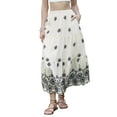 thumbnail image 1 of Boho Maxi Skirt for Women Ruffle Hem A Line Elastic High Waist Elegant Flowy Flared Long Skirts XS White, 1 of 6