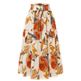 thumbnail image 1 of Boho Maxi Skirts for Women Stretchy Mid-Length Elastic Adjustable Drawstring Skirts Bohemian Tiered Ruffle Smocked High Waisted Floral Work Skirts Orange Flare M, 1 of 9