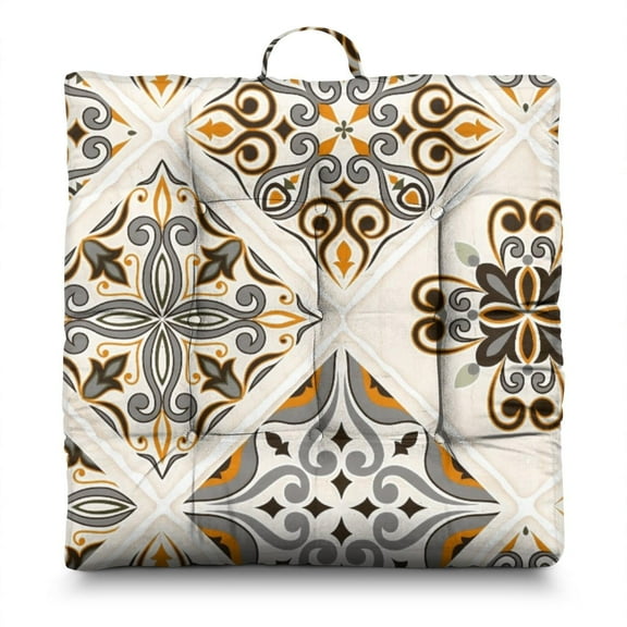 Boho Meditation Cushion, Dutch Velvet Floor Pillow, Meditation Pillows for Sitting, Square Yoga Cushion for Home and Outdoors, 22'' x 22''