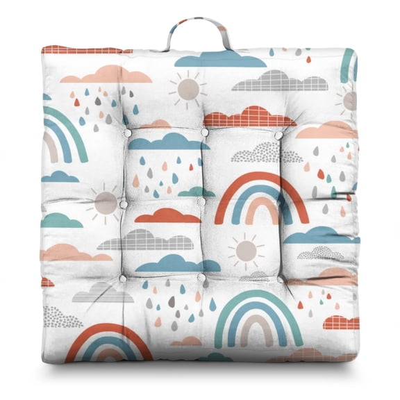 Boho Meditation Cushion, Dutch Velvet Floor Pillow, Meditation Pillows for Sitting, Square Yoga Cushion for Home and Outdoors, 22'' x 22''