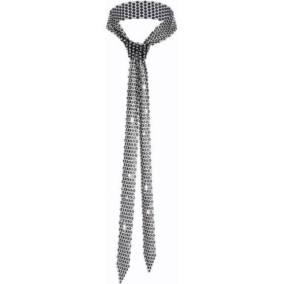 Boho Mesh Rhinestone Tie Necklace Shining Diamond Choker Necklace Black Tie Collar Necklace Women Necklace Jewelry For Prom Party Daily[Z2323]