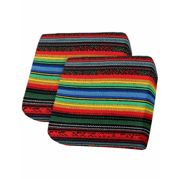 Boho Mexico Sofa Couch Cushion Covers Washable, Removable Stretchable Sectional Couch Covers, Farmhouse Colorful Bohemian Colorful Stripe Slipcovers for L & T Shape Sofa Protector S Size 2 pcs